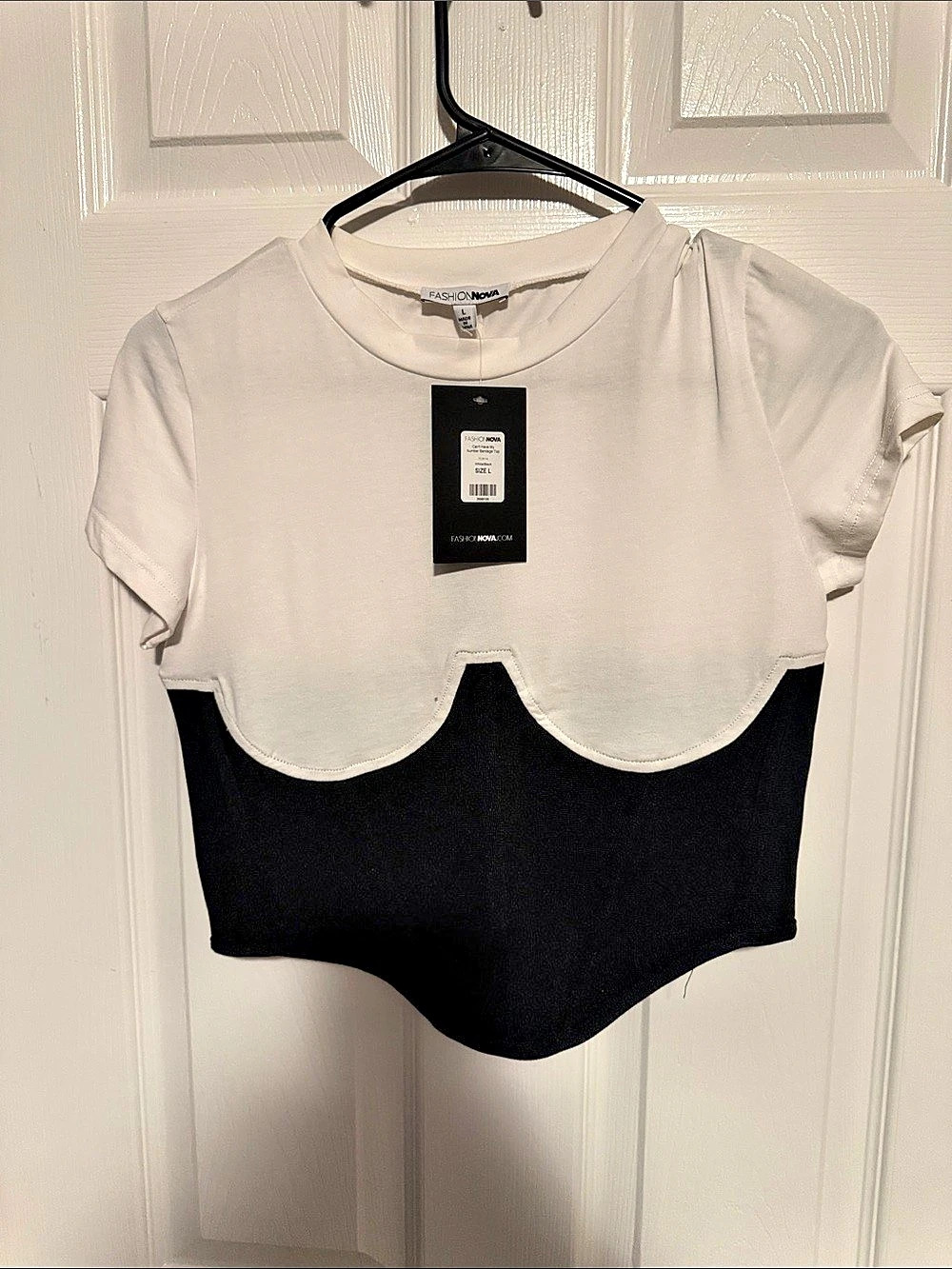 Fashion Nova Can't Have My Number Bandage Top White & Black Large